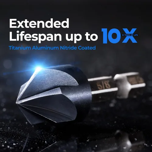 Miniatura 2 de toolant Broca Avellanadora de Cobalto Noir-Ti de 1/2" (Pro), Recubierta con Nitruro de Aluminio y Titanio con Vástago Hexagonal de Cambio Rápido