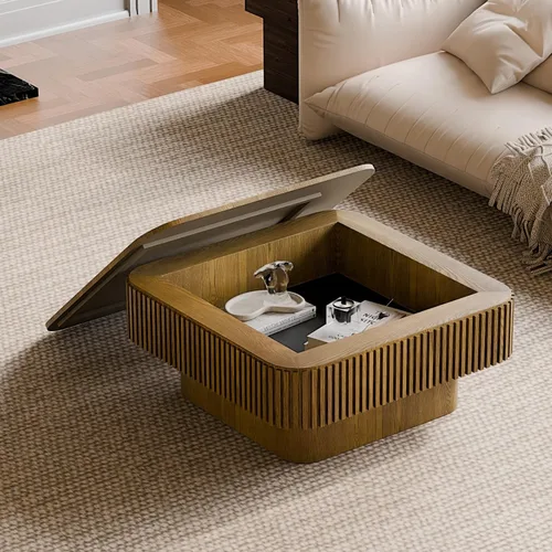 Miniatura 26 de Mesa de Centro con Tapa Elevable Mesas de Centro Cuadradas para Muebles de Sala de Estar Acanalada Pequeña con Gran Centro de Almacenamiento Oculto