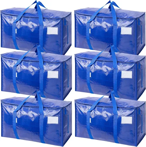 Miniatura 42 de TICONN Paquete de 2 bolsas de mudanza extra grandes resistentes con cremalleras y asas de transporte, bolsas de almacenamiento duraderas