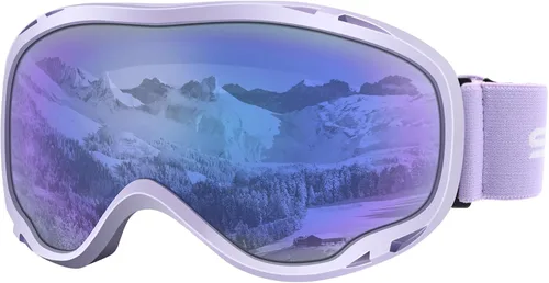 Miniatura 16 de Gafas de esquí para esquí, snowboard, motos de nieve para hombres, mujeres y adultos, antivaho 100% protección UV A2-marco blanco brillante/lente