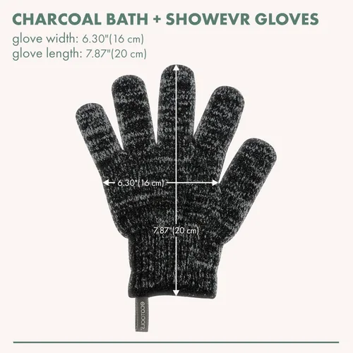 Miniatura 3 de EcoTools Guantes de baño y ducha de carbón, guantes exfoliantes que eliminan la piel muerta y limpian todo el cuerpo, guantes de baño con carbón