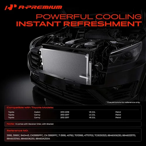 Miniatura 2 de A-Premium Condensador de aire acondicionado compatible con Toyota Camry 2012-2017, Avalon 2013-2018, 2.5L 3.5L, gasolina, no híbrido, repuesto #