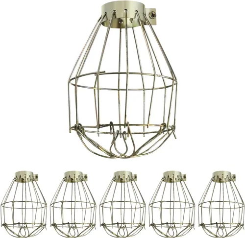 Miniatura 9 de OSALADI Jaula de luz vintage, paquete de 6 protectores de bombilla de metal para lámparas colgantes para el hogar, bar, accesorios de iluminación
