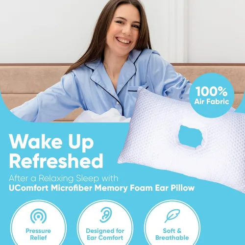 Miniatura 3 de UComfort - Almohada para perforación de oreja para personas que duermen de lado que alivia cualquier dolor de oído e inflamación. Almohada de oreja
