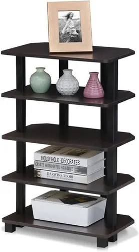 Miniatura 4 de Furinno Turn-N-Tube - Estantes de almacenamiento, estante para libros de 5 niveles, estante esquinero, estantes abiertos sin herramientas