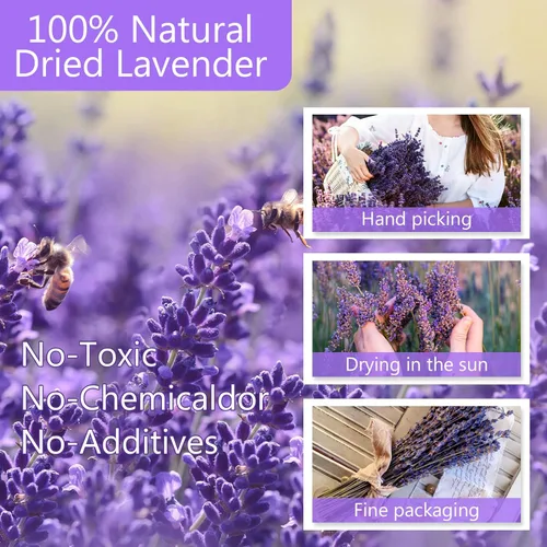 Miniatura 2 de Paquetes de Lavanda Seca, Uieke Flores de Lavanda Seca Natural 280-300 Tallos 16" para Decoración de Bodas en el Hogar Arreglos Florales Accesorios