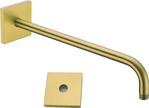 Miniatura 37 de Brazo de ducha de 16 pulgadas con brida, acero inoxidable negro mate de 90 grados, brazo de extensión de cabezal de ducha montado en la pared