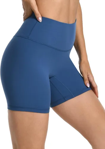 Miniatura 3 de YUNOGA Pantalones cortos deportivos de cintura alta para mujer, pantalones cortos de yoga de 6 pulgadas de entrepierna, sin costuras frontales