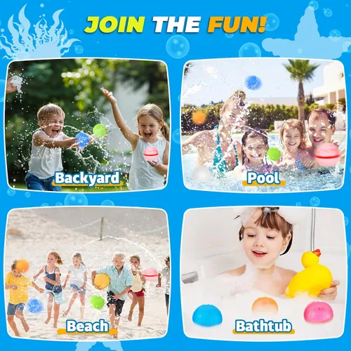 Miniatura 7 de 4 globos de agua magnéticos reutilizables, recargables de silicona para baño, piscina, playa, juguetes para niños, bolas de salpicaduras