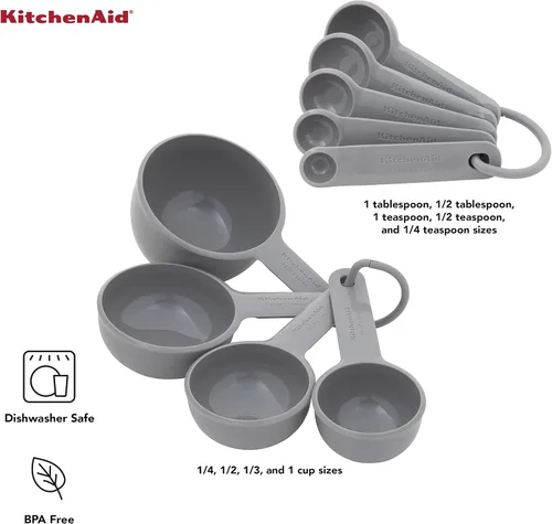 Miniatura 3 de KitchenAid Juego de tazas y cucharas medidoras universales fáciles de leer con mango de agarre suave para un máximo control, agujero para colgar