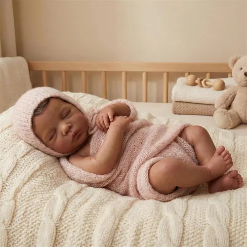 Miniatura 8 de Zero Pam Muñecas negras Reborn de 19 pulgadas, muñeca afroamericana recién nacida de 19 pulgadas, muñecas de bebé realistas, muñeca realista