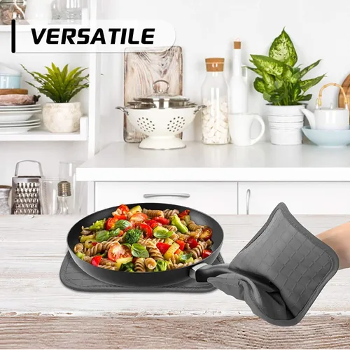 Miniatura 6 de HOMWE Soportes de silicona para ollas de cocina con bolsillos, juego de 2 salvamanteles, resistentes al vapor y al calor para manos y encimeras
