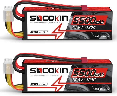 4S Lipo Battery 5500mAh 14.8V 120C Batería Lipo con enchufe T Deans Estuche rígido para RC Car Truck Tank RC Buggy Truggy RC Model Racing Hobby