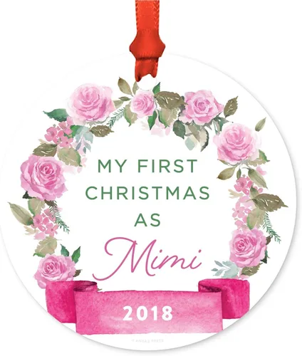 Miniatura 38 de Andaz Press Adorno de Navidad de madera grabado con láser para aniversario de boda, 1 año juntos, Navidad 2025, pancarta de flores rosas, 1 paquete