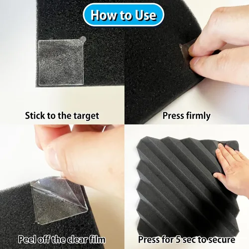 Miniatura 5 de FOROOMACO 300 Pack Mini Cinta de Montaje de Doble Cara Cuadrada Cinta Adhesiva de Alta Resistencia para Paneles de Espuma Insonorizantes, Decoración