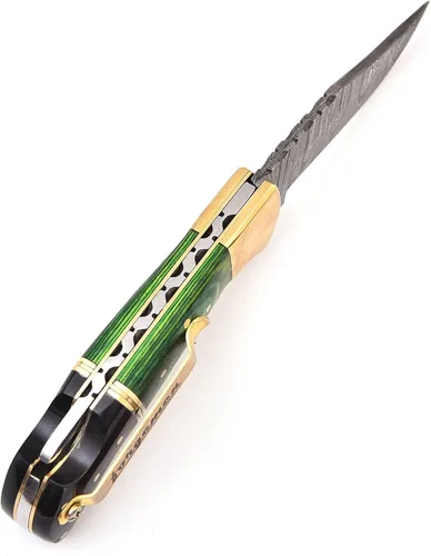 Miniatura 5 de Edición limitada, cuchillo de bolsillo de damasco, cuchillo de bolsillo de damasco con clip, cuchillo de bolsillo para hombres, cuchillo de Madera