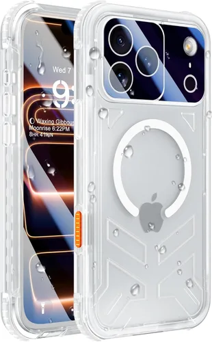 Miniatura 44 de Funda impermeable para iPhone 15 con Magsafe, protector de pantalla, cordón, IP68 militar de cuerpo completo a prueba de golpes, para deportes