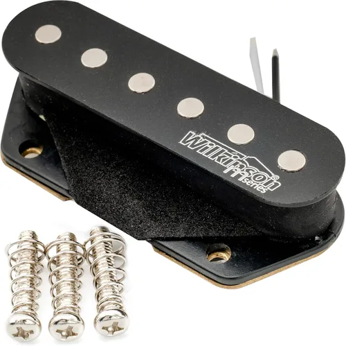 Miniatura 6 de Pastilla de puente Wilkinson WOVT de bajo Gauss Vintage Nashville cerámica para guitarra eléctrica estilo Tele, negra Puente Negro