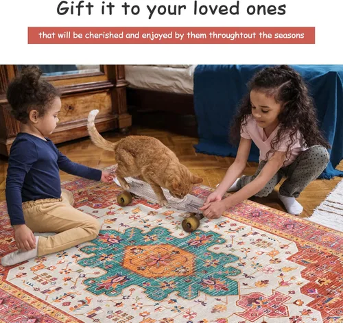 Miniatura 4 de Moynesa - Alfombra ultrafina rosa de 9x12 - Grandes alfombras de dormitorio para sala de estar, alfombra antideslizante y sin desprendimiento