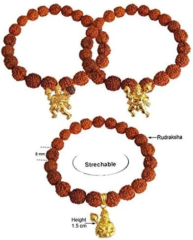 Miniatura 4 de Aleafa - Brazalete con dijes Hanuman color marrón dorado para hombres y mujeres #Aport-944