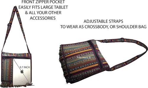 Miniatura 2 de Tribe Azure Tejido Correa Ajustable Bolso De Hombro Hobo Messenger Mujeres Moda Bolso Único Amplio Borla