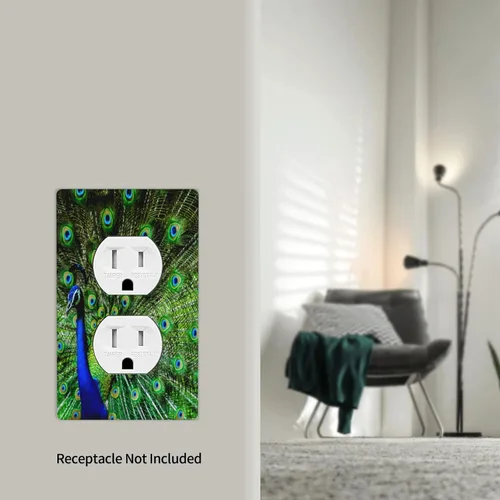 Miniatura 6 de Cubierta decorativa para toma de corriente de pavo real, cubierta de salida de 1 banda, cubierta de placa de interruptor de luz, placas de 1