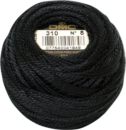 Miniatura 2 de DMC 116 5-310 bolas de hilo de algodón perla, color negro, tamaño 5
