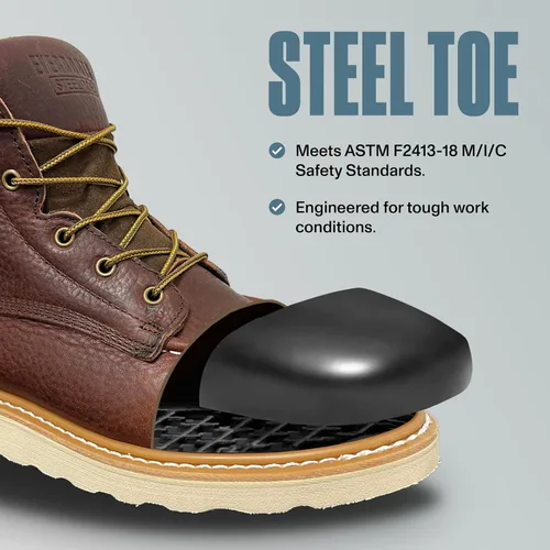Miniatura 3 de EverBoots - Botas de trabajo con punta de acero, resistentes a la abrasión y al aceite, botas de cuña con puntera tipo mocasín, de piel aceitada