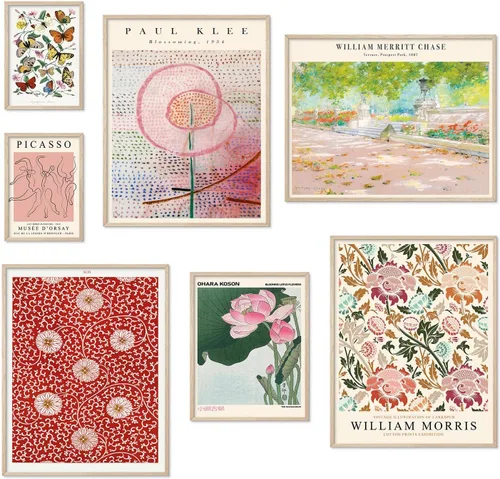 Habseligkeit Pósteres de flores para estética de habitación, impresiones artísticas de pared bohemias, decoración de pared vintage única, estética