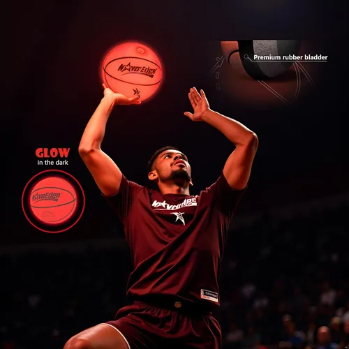 Miniatura 6 de Balón de baloncesto que brilla en la oscuridad Balón con luz LED recargable por USB-C Tamaño oficial 7 para adolescentes y adultos para niños