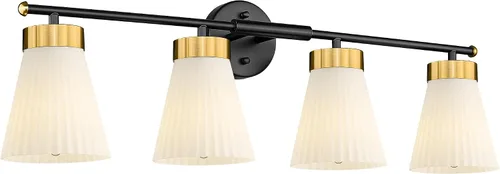 Miniatura 12 de HWH - Lámpara de pared para interiores, moderno aplique de pared con pantalla de vidrio a rayas blancas esmeriladas, aplique de pared individual