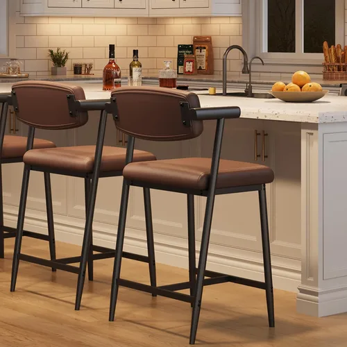 Miniatura 13 de IDEALHOUSE Juego de 2 taburetes de bar de altura de mostrador con brazos, taburetes de bar tapizados de 26 pulgadas con respaldo, asiento más ancho