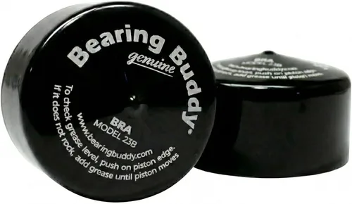 Par de rodamientos Bearing Buddy Bra 23B - 1 Par, fabricado en EE. UU., cubiertas de vinilo negro - Protege y mantiene la grasa fuera de las ruedas