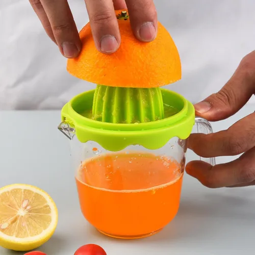 Miniatura 2 de Exprimidor de cítricos y naranja, exprimidor manual de limón, prensa de lima, tapa antideslizante, escariador de rotación con colador y recipiente