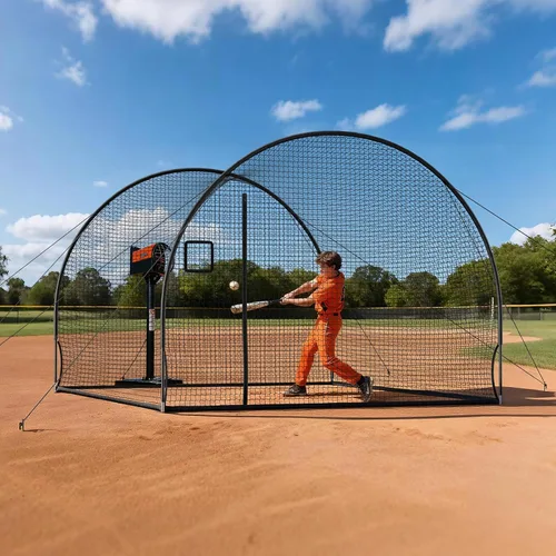 Miniatura 35 de VEVOR Jaula de bateo de béisbol, red profesional de entrenamiento de bateo de béisbol de sóftbol, resistente, resistente, cerrada, de polietileno