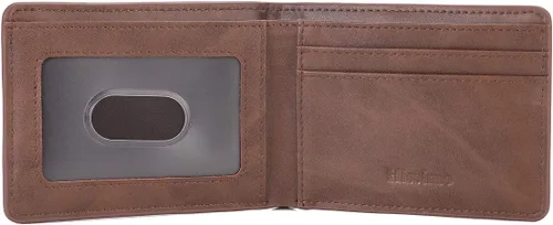 Miniatura 4 de Cartera delgada de bolsillo frontal para hombres Billfold con ventana de identificación de acceso rápido ranura y bloqueo RFID