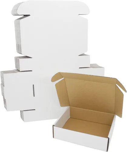 Miniatura 14 de Paquete de 50 cajas de envío de 7x6x2 pulgadas, caja de cartón blanco corrugado, cajas de correo planas para literatura para embalaje de pequeñas