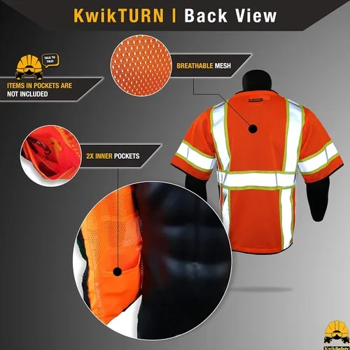 Miniatura 3 de KwikSafety - Charlotte, NC - Men's & Women's Class 3 Safety Vest PPE Hi Vis Reflective ANSI OSHA Naranja 1 paquete