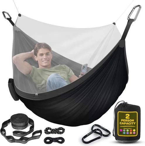 Miniatura 25 de Hamaca Duradera con Capacidad de 500 lb, Silla Hamaca de Camping de Nylon - Tamaños Doble o Individual con Correas para Árboles y Bolsa de Verde