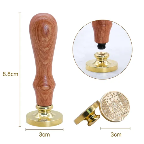 Miniatura 2 de SWANGSA Juego de sellos de cera, 6 cabezales de sello de cera vintage y 1 mango de madera para invitaciones de fiesta de boda, cartas, sobres