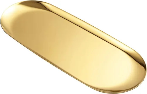 Bandeja ovalada dorada de acero inoxidable (11.8 pulgadas de largo x 4.8 pulgadas de ancho) – Mini bandeja de mesa auxiliar para joyas, cosméticos y