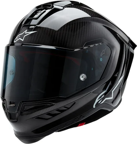 Alpinestars Supertech R10 Casco sólido, carcasa de carbono, certificado CE, ventilación avanzada y ajuste