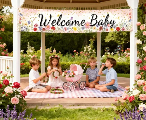 Miniatura 7 de Cartel de bienvenida de primavera para bebé, decoraciones de género neutro para baby shower, diseño de acuarela floral rosa coral, grande de 70.8 x