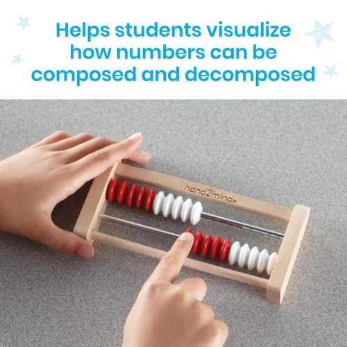 Miniatura 6 de hand2mind Mini Rekenrek de madera de 20 cuentas, estante de números para niños, ábaco para matemáticas, cuentas de conteo, manipuladores