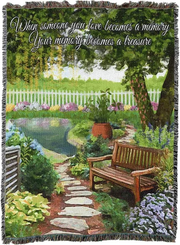 Miniatura 28 de Pure Country Weavers Manta con texto en inglés "I Am The Gentle Breeze Upon Your Face" con diseño de flores, para regalo de duelo y condolencia