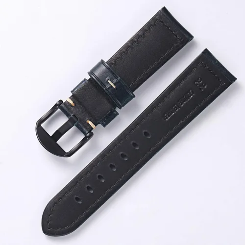 Miniatura 3 de Carty Mens Oil Wax Calfskin Handmade Leather Watch Band 20mm 22mm 24mm Watch Straps Black Brown Blue Vintage