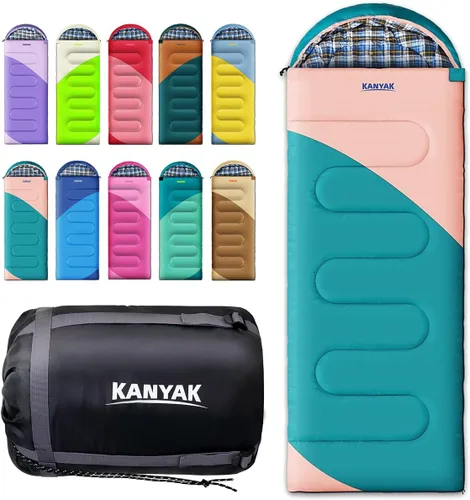 Saco de dormir de campamento, sacos de dormir de 32 ℉ para adultos, niños, adolescentes, clima frío, cálido saco de dormir de invierno para 3-4