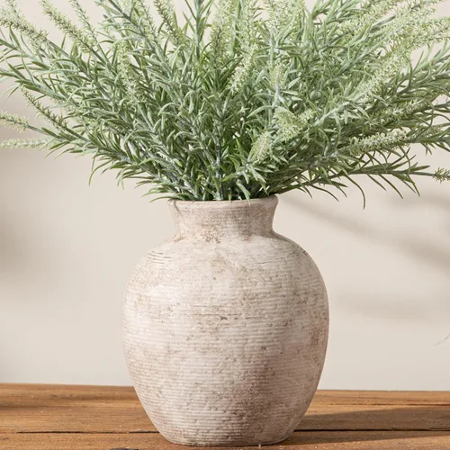 Vanselia Jarrón de Flores de Cerámica para Decoración del Hogar - Jarrones de Mesa de Granja para el Comedor, Estilo Rústico Vintage para la Sala de