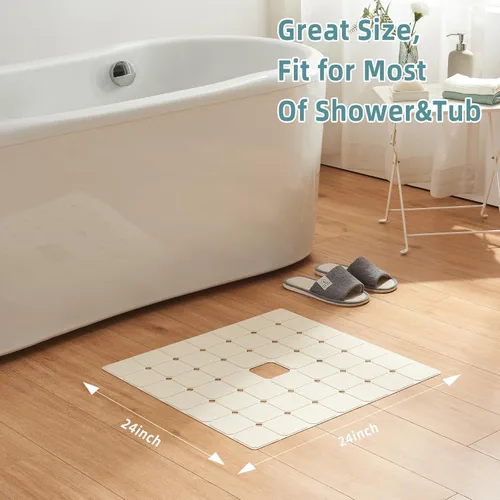 Miniatura 6 de Alfombra de ducha antideslizante de silicona suave e inodora, alfombra de bañera antideslizante sin ventosas para bañeras reacabadas, reglaseadas
