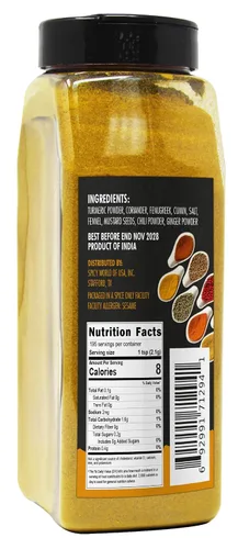 Miniatura 2 de Spicy World Tarro de curry en polvo de 14.4 onzas, mezcla auténtica de 9 especias indias, mezcla de calidad premium para curry, verduras y más